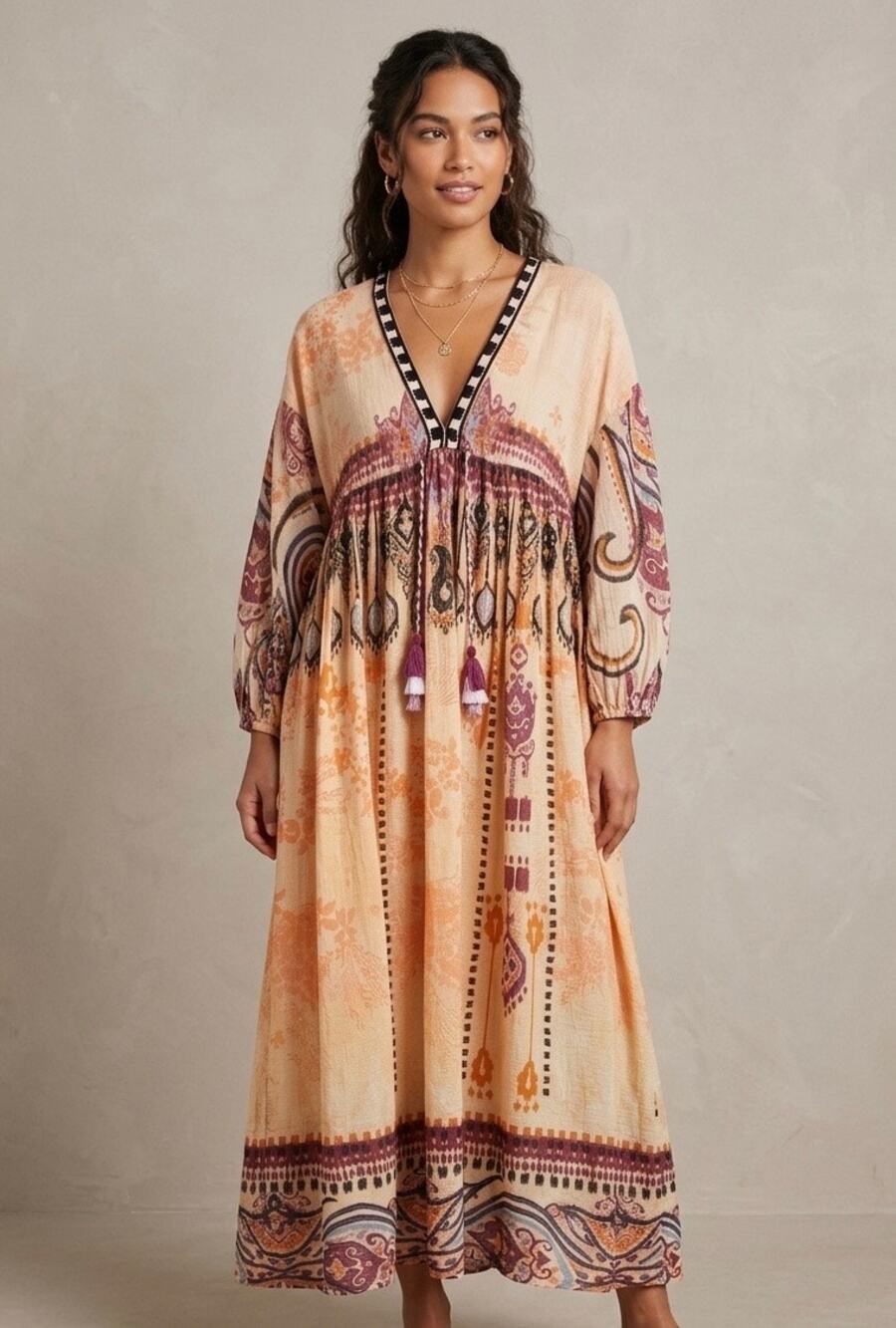 NWT INC International Concepts Luxe Drawstring Waist Maxi Dress S Boho Flowy